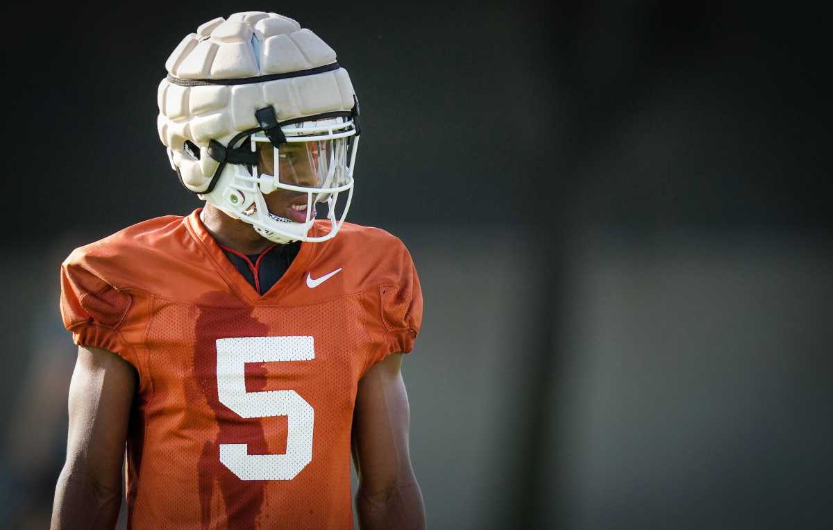 Texas Longhorns Defensive back Malik Muhammad during Texas Longhorns football spring practice at the Frank Denius practice fields in Austin.